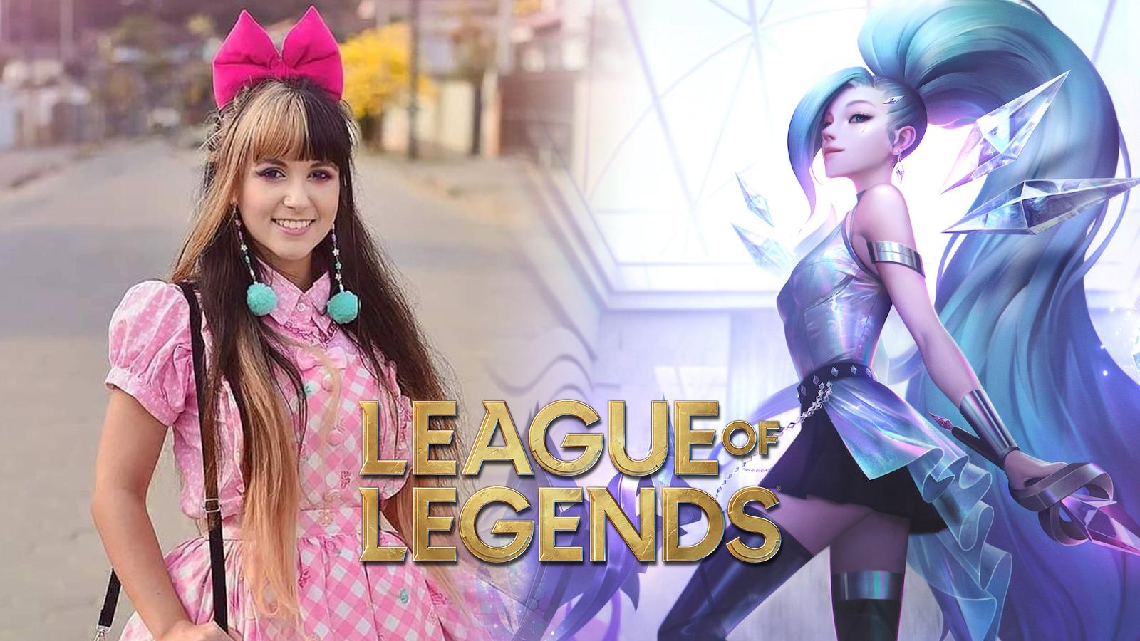 Cosplayer kitsuneraposa next to Seraphine in League of Legends