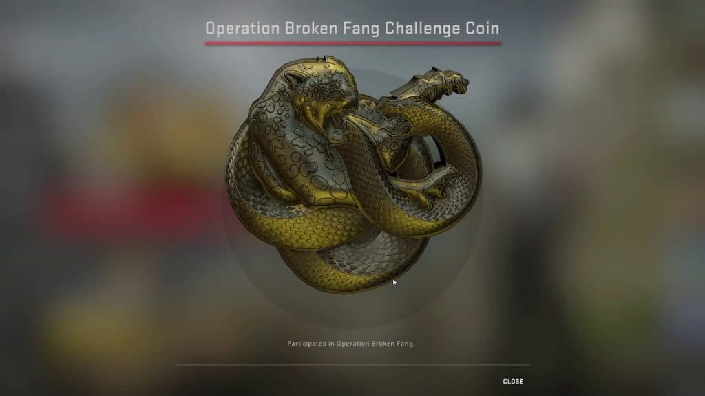 Operation Broken Fang Challenge Coin in CSGO