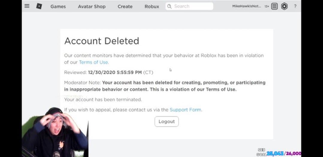Quackity banned from Roblox