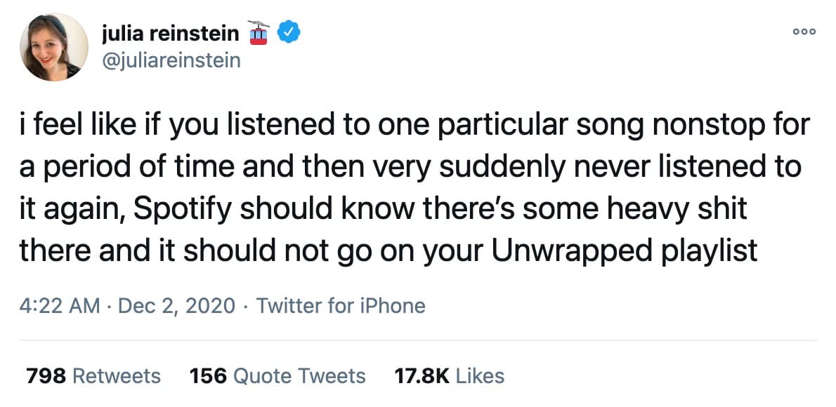 Screenshot of a tweet about Spotify Wrapped