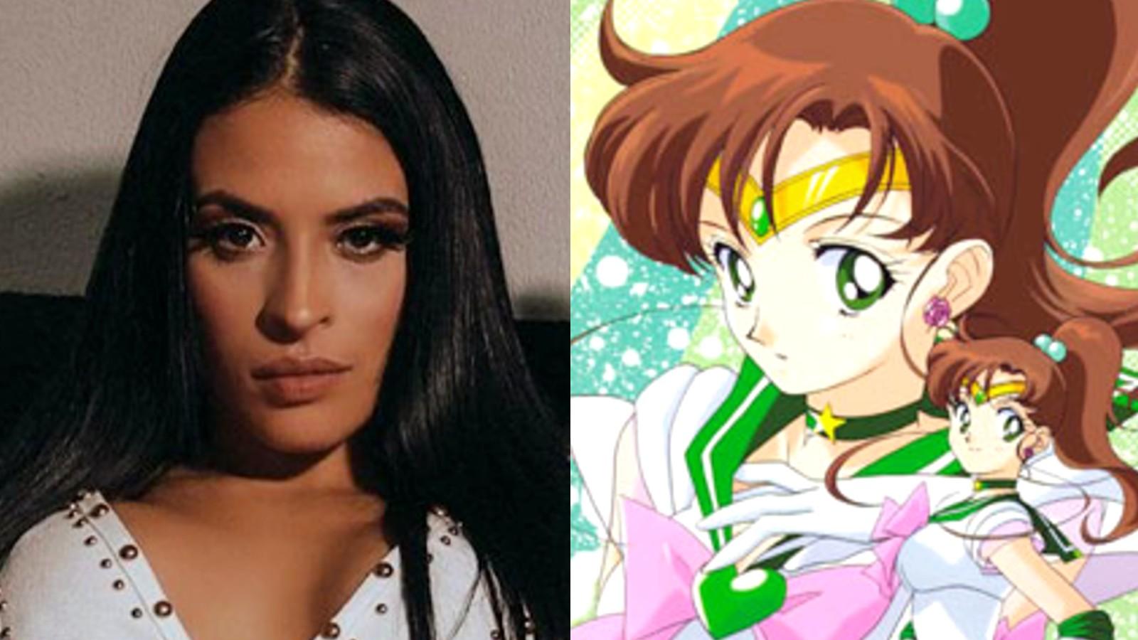 Zelina Vega next to Sailor Jupiter from Sailor Moon