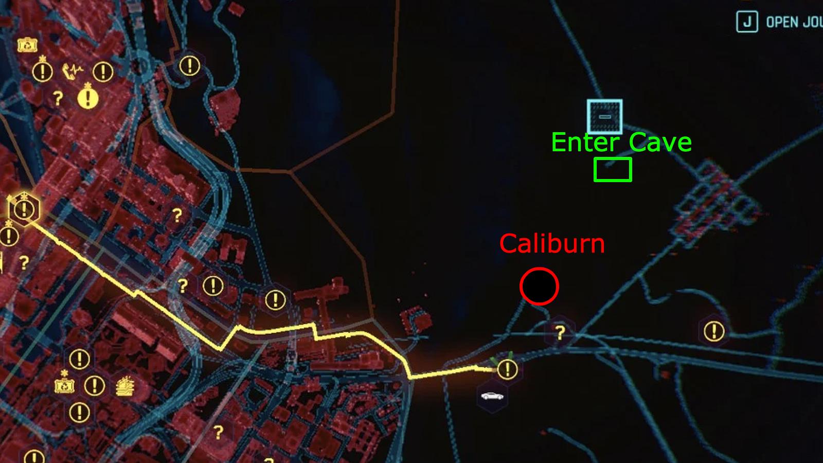 Cyberpunk map for Caliburn location