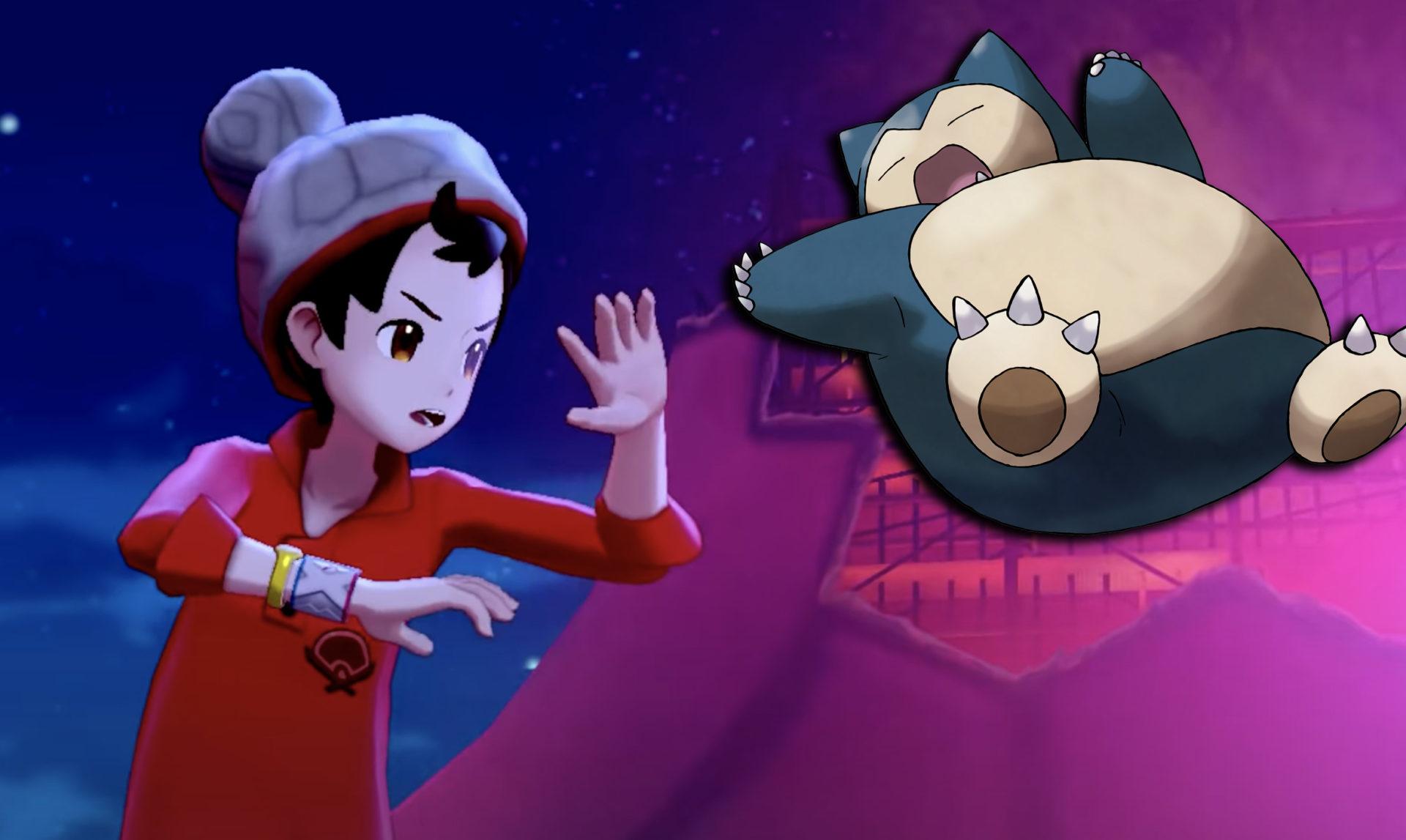 Screenshot from Pokemon Sword & Shield with flying Snorlax.