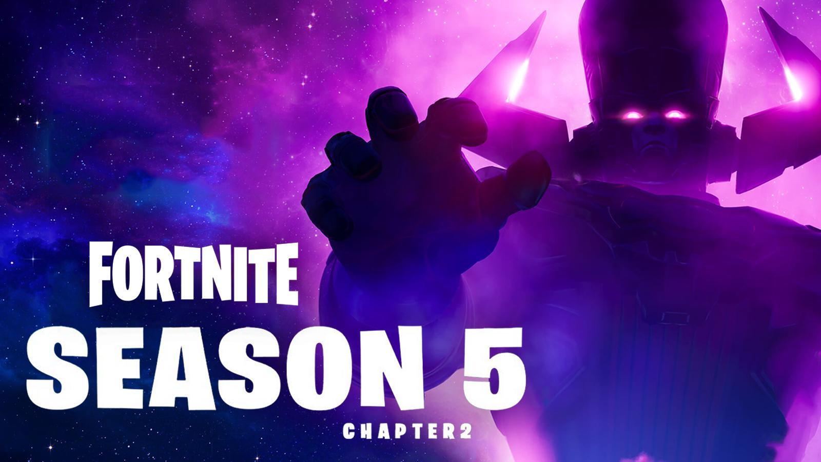 Galactus looms over a Fortnite Chapter 2 Season 5 logo.