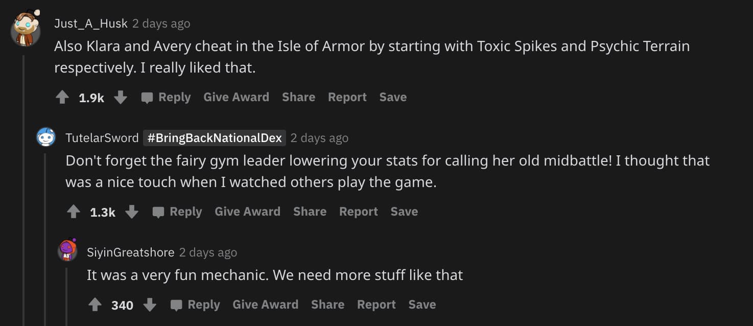 Screenshot of Pokemon fans on Reddit discussing viral battle idea.
