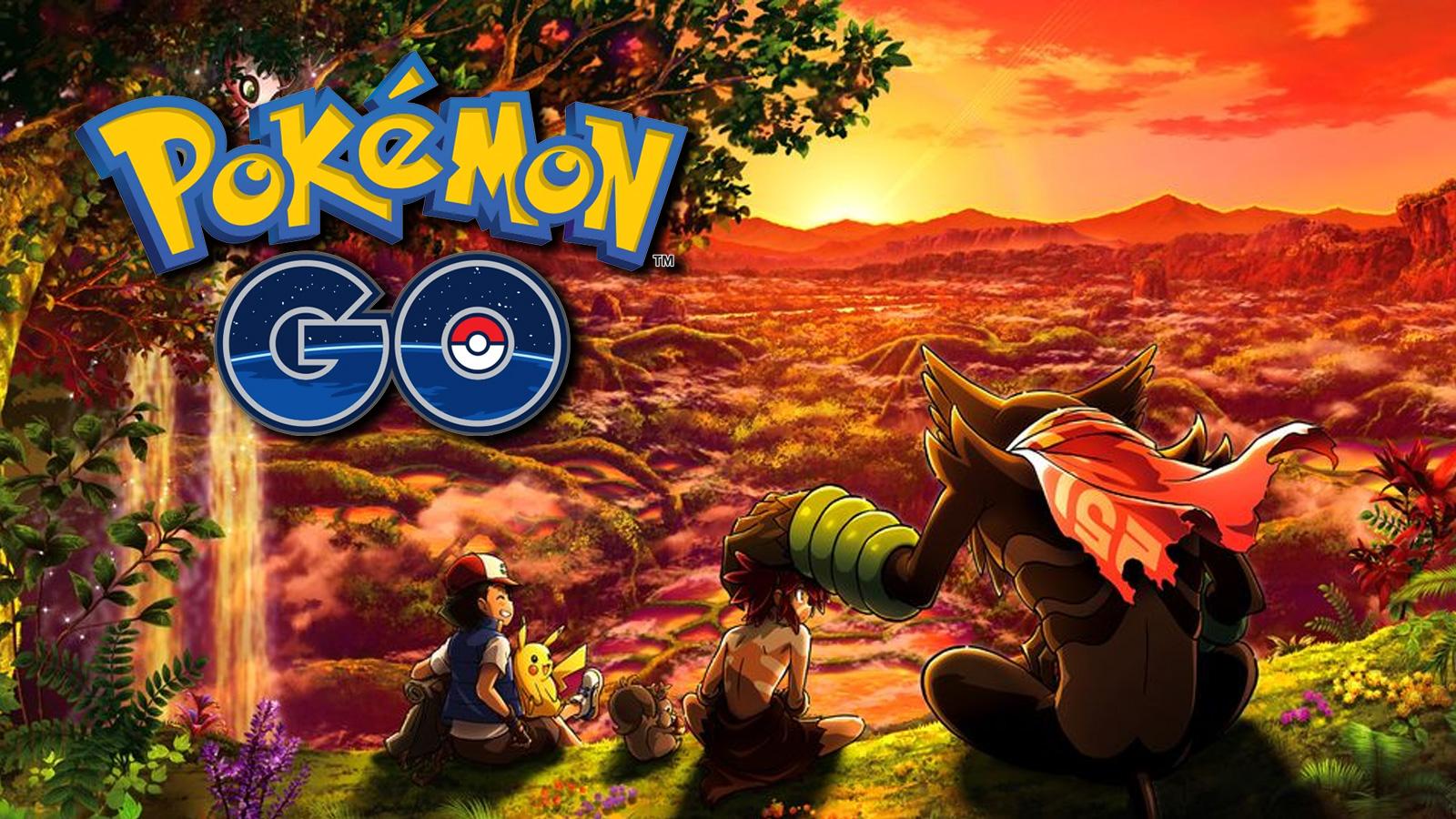Screenshot of Pokemon movie Secrets of the Jungle with Go logo.