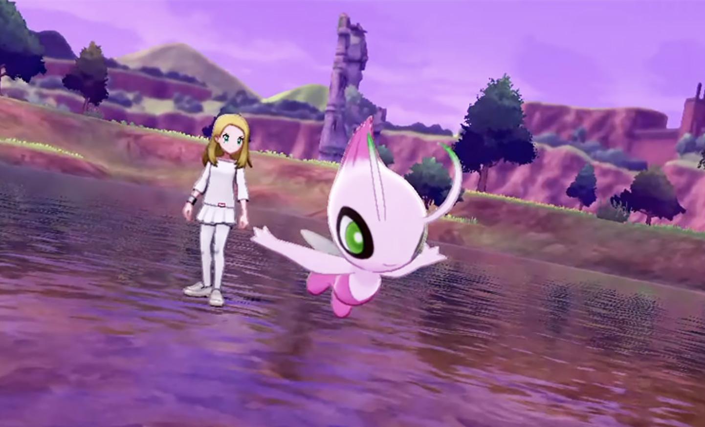 Screenshot of shiny Celebi in Pokemon Sword & Shield.