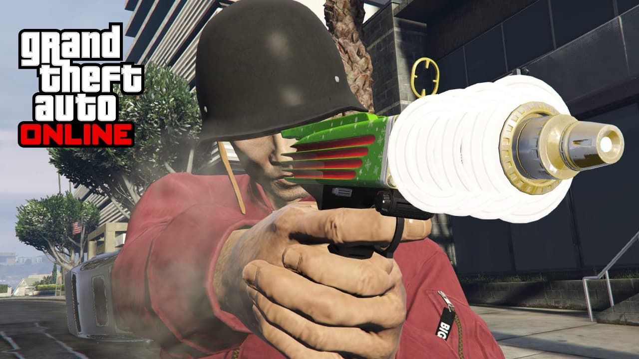 GTA Online player with the up-n-atomizer pistol