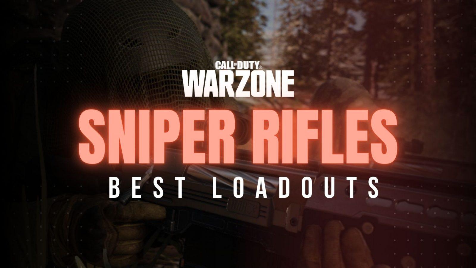An image with the Warzone logo and the word 'sniper rifles'