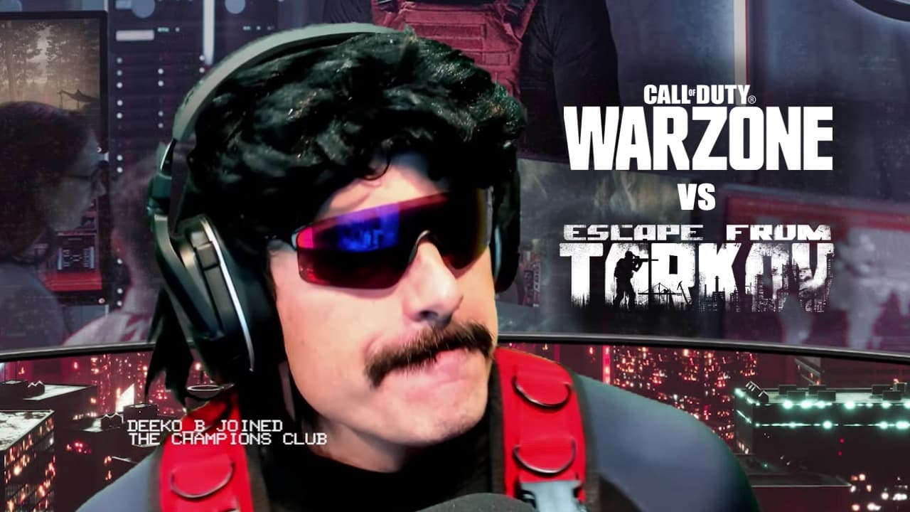Dr Disrespect with warzone logo and escape from tarkov