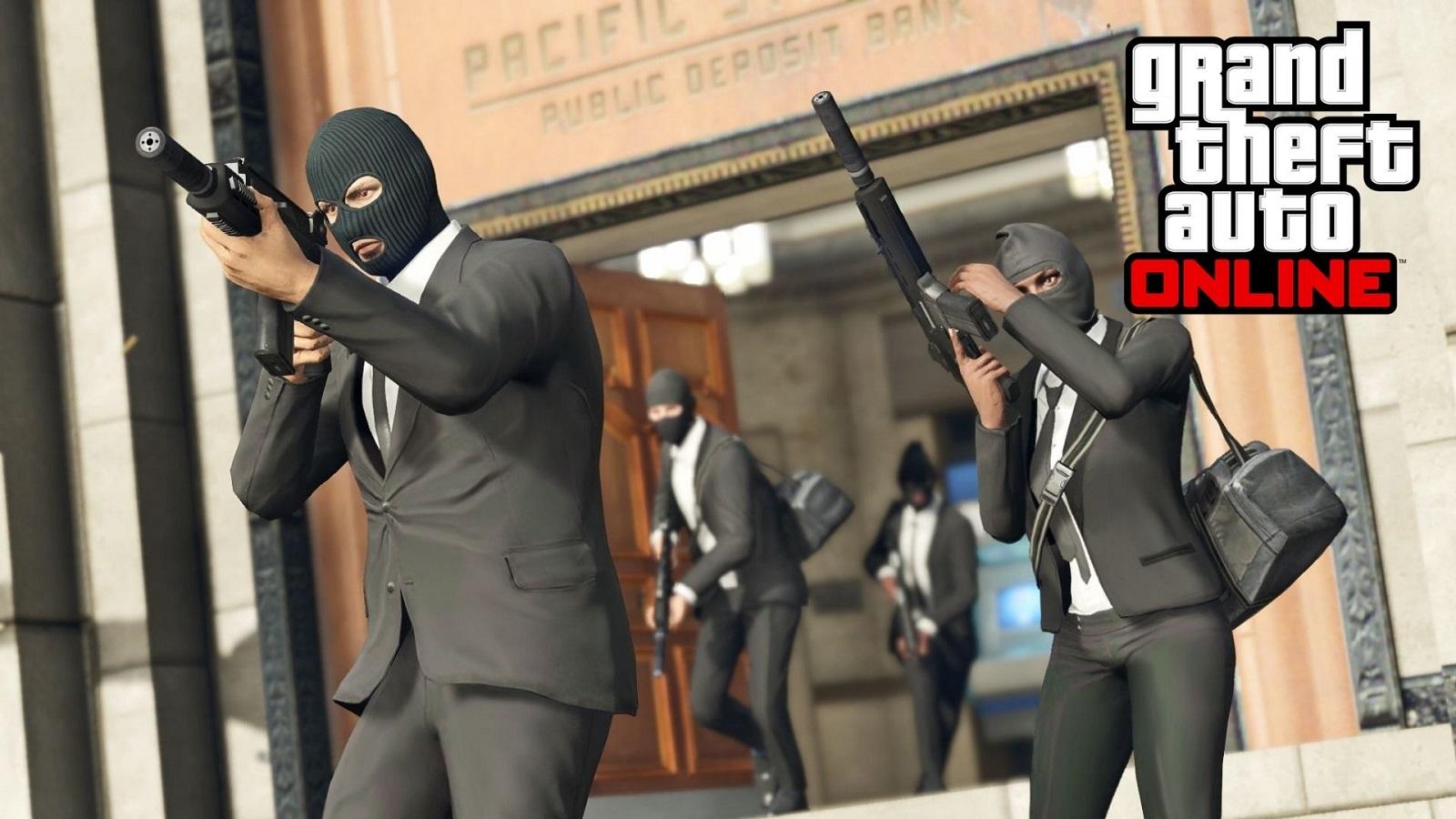 GTA players doing a bank heist