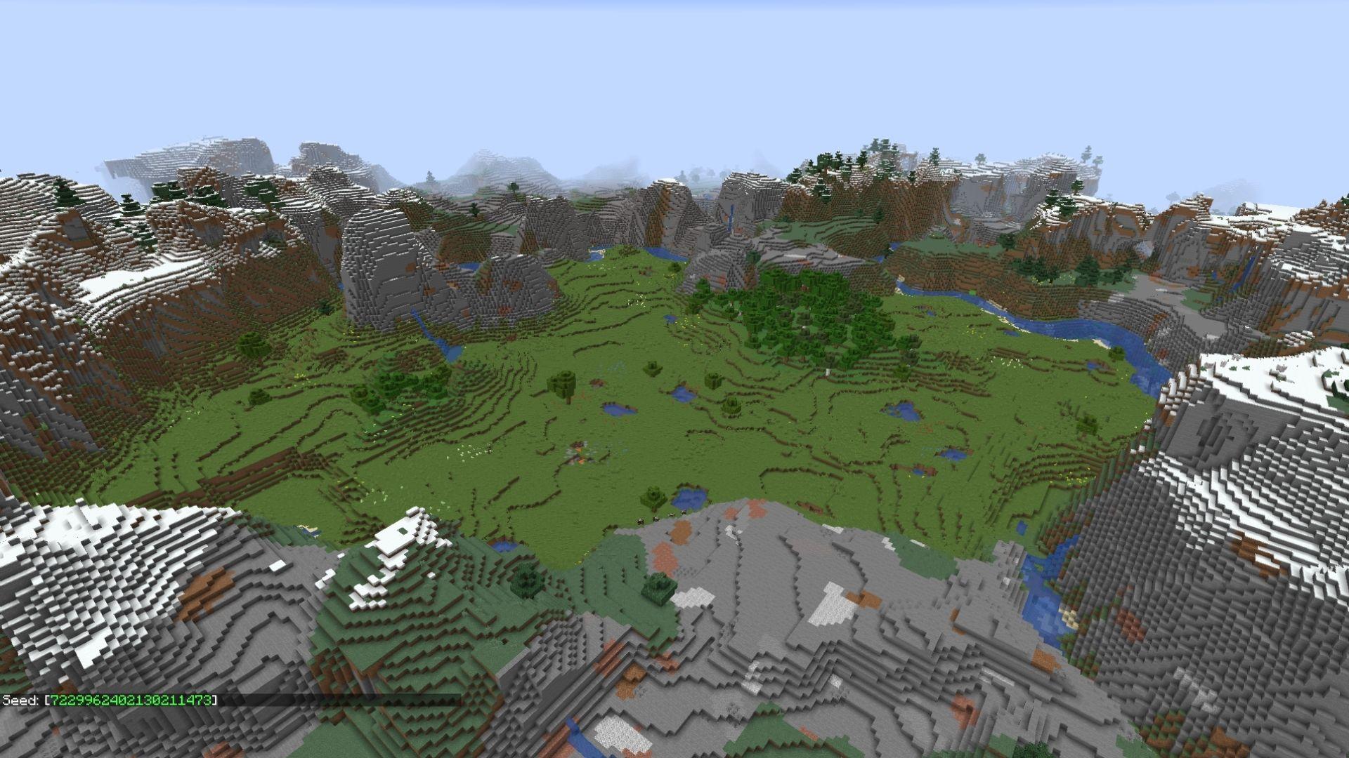 Image of a large mountain biome in Minecraft