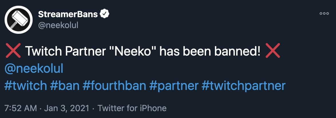 Neekolul trolls fans on Twitter pretending she's banned on Twitch - Dexerto