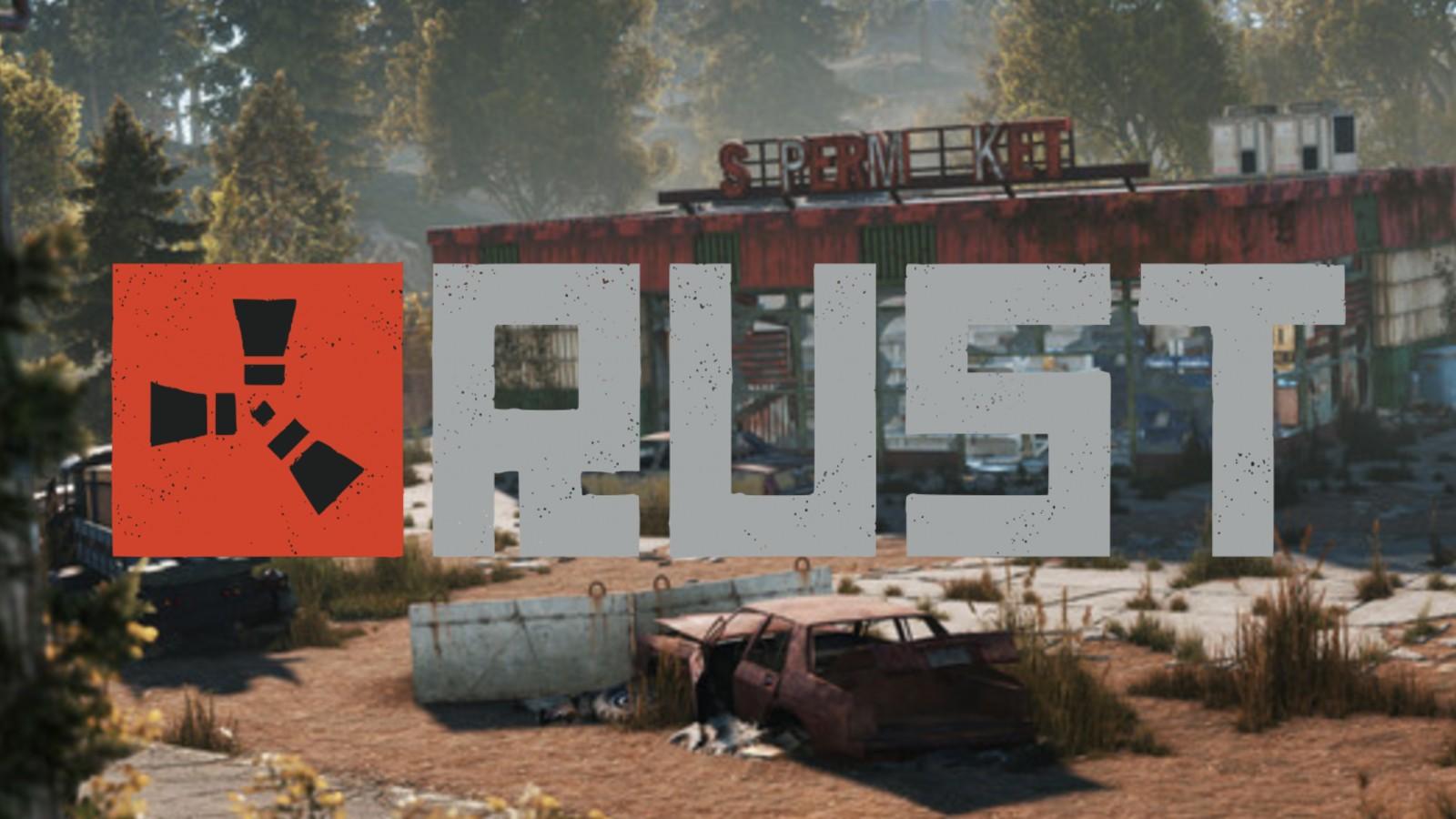 Rust promotional image with the logo on top