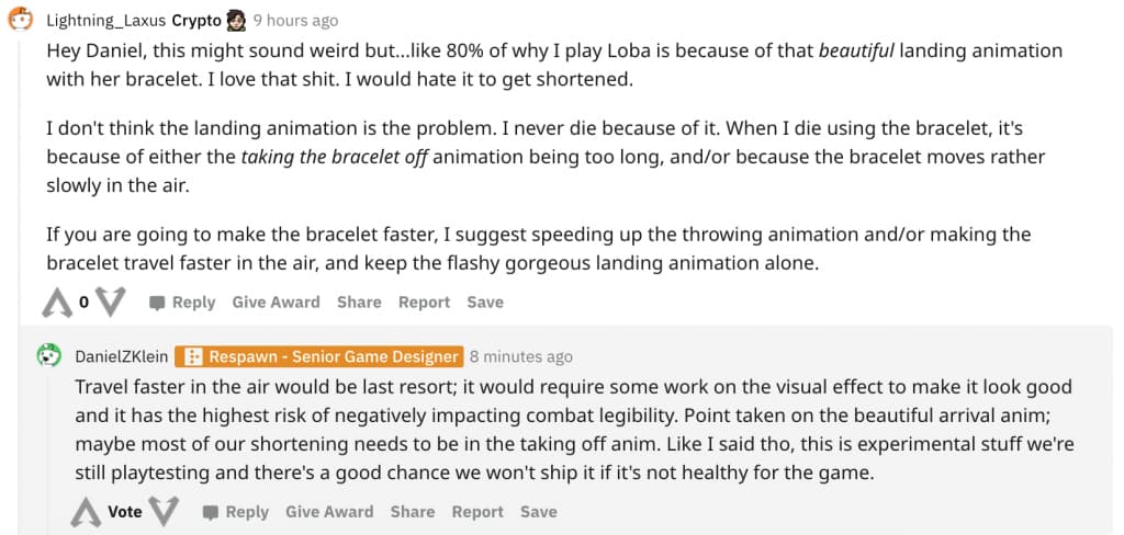Daniel Klein response on Reddit over Loba buff