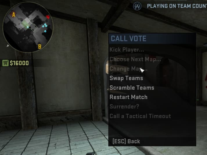 CS:GO Tactical Timeout menu