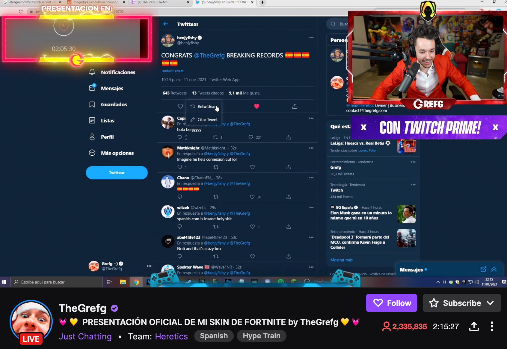 The Verge on X: Spanish Fortnite streamer TheGrefg has broken the  individual record for highest concurrents on Twitch    / X