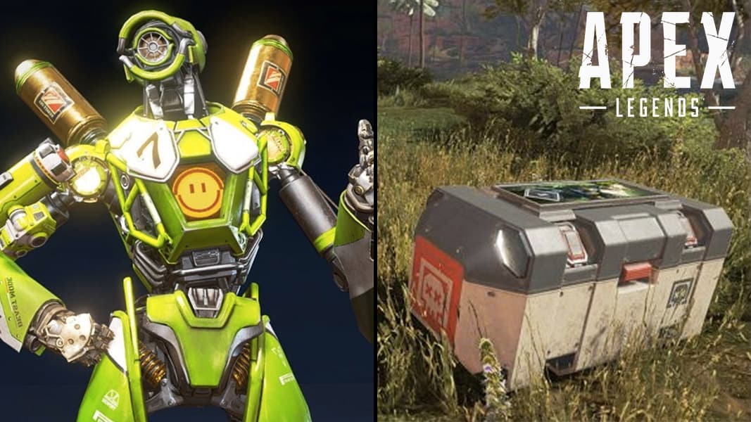 Pathfinder giving a thumbs up plus a death box from Apex Legends