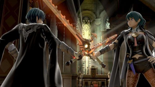 Byleth in Smash Ultimate clashes swords