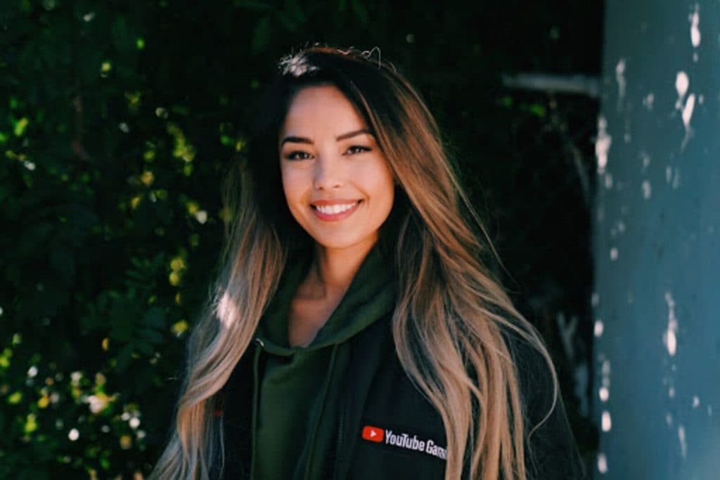 Valkyrae with YouTube hoodie