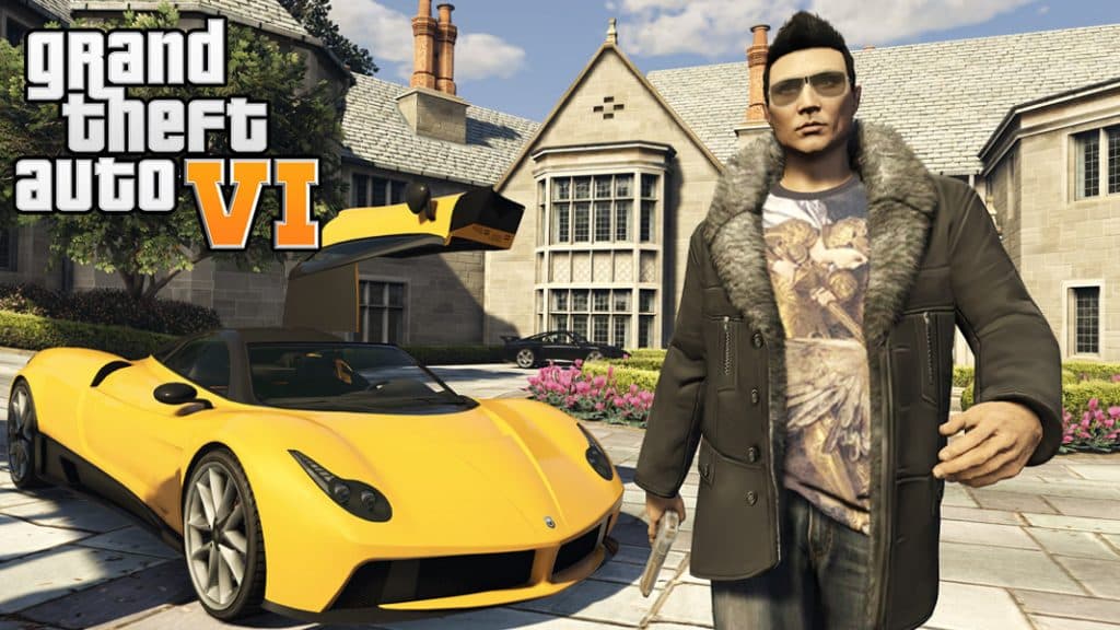 GTA Online character with a car and house