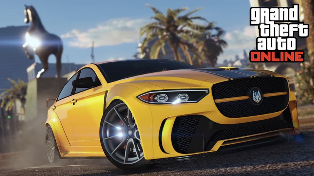 Musclecar in GTA Online with the GTA Online logo