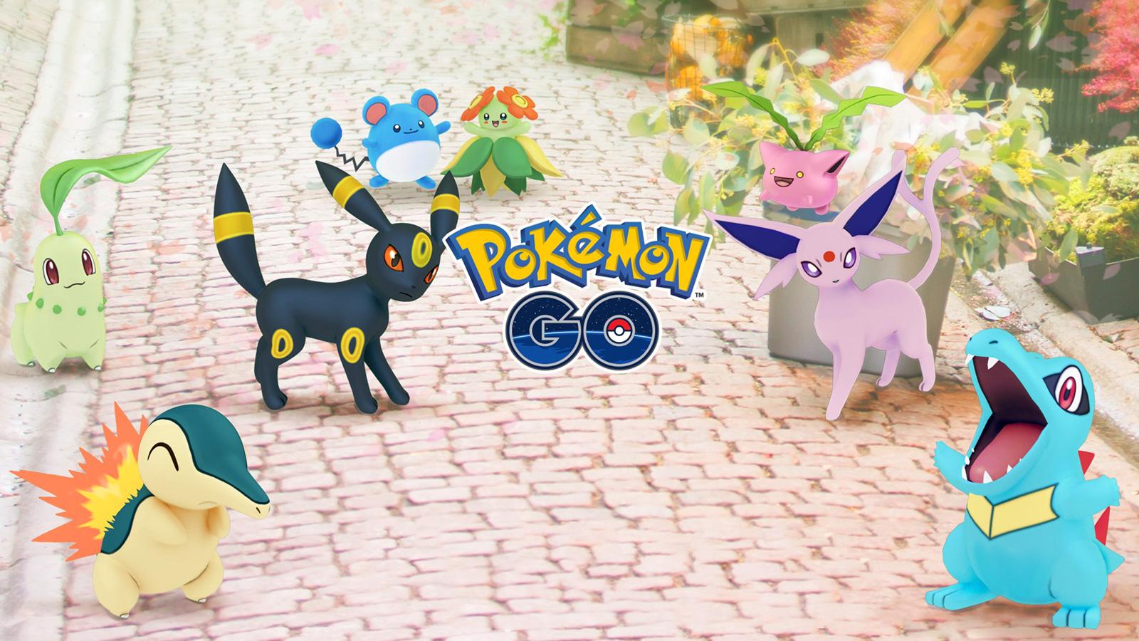 Screenshot of Pokemon Go Johto celebration art.