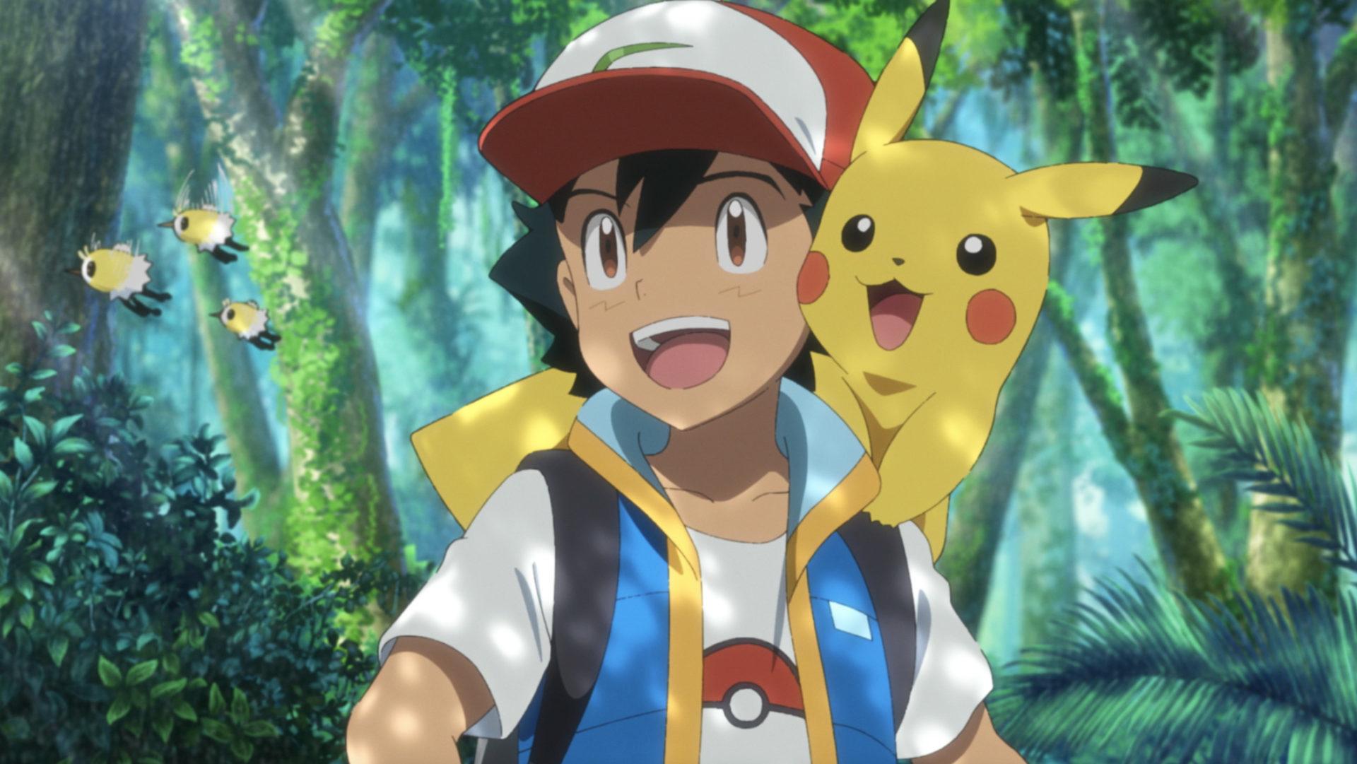 Screenshot of Ash Ketchum and Pikachu in Pokemon Secrets of the Jungle movie.