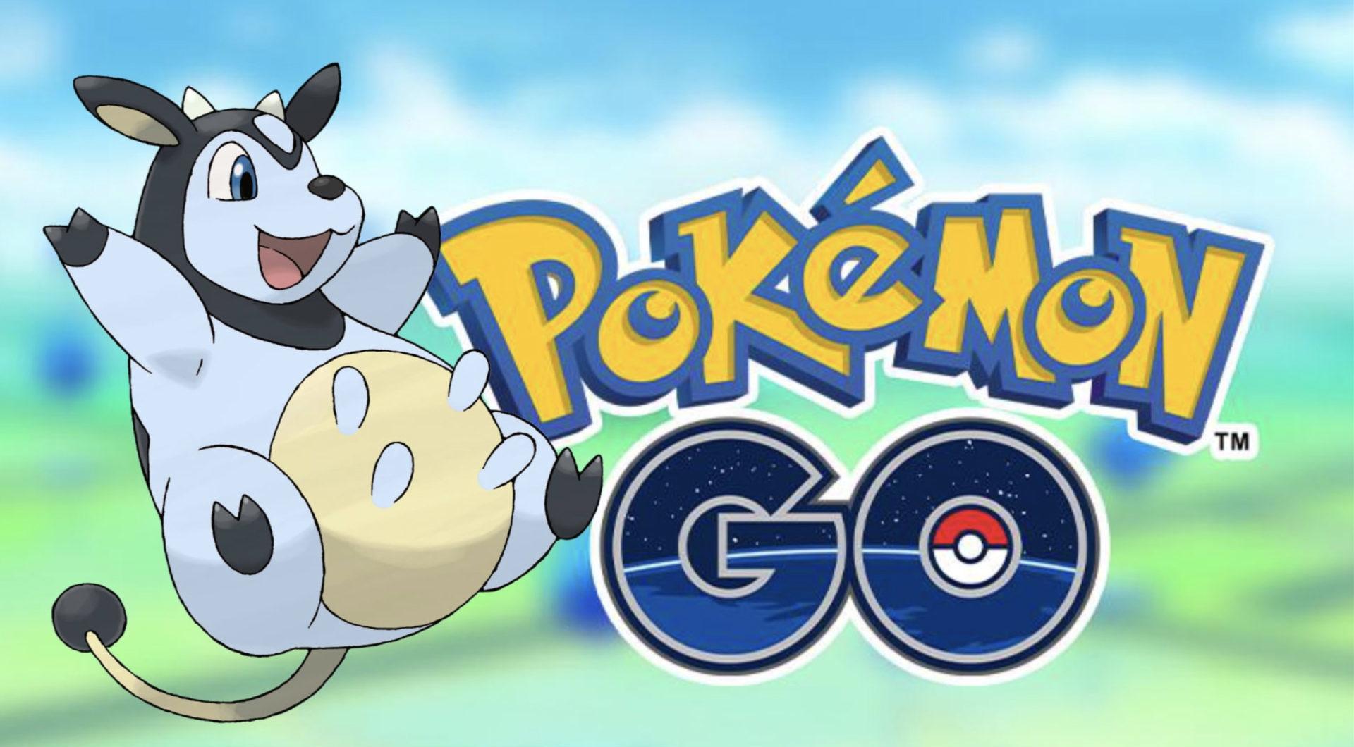 Screenshot of Shiny Miltank next to Pokemon Go logo.
