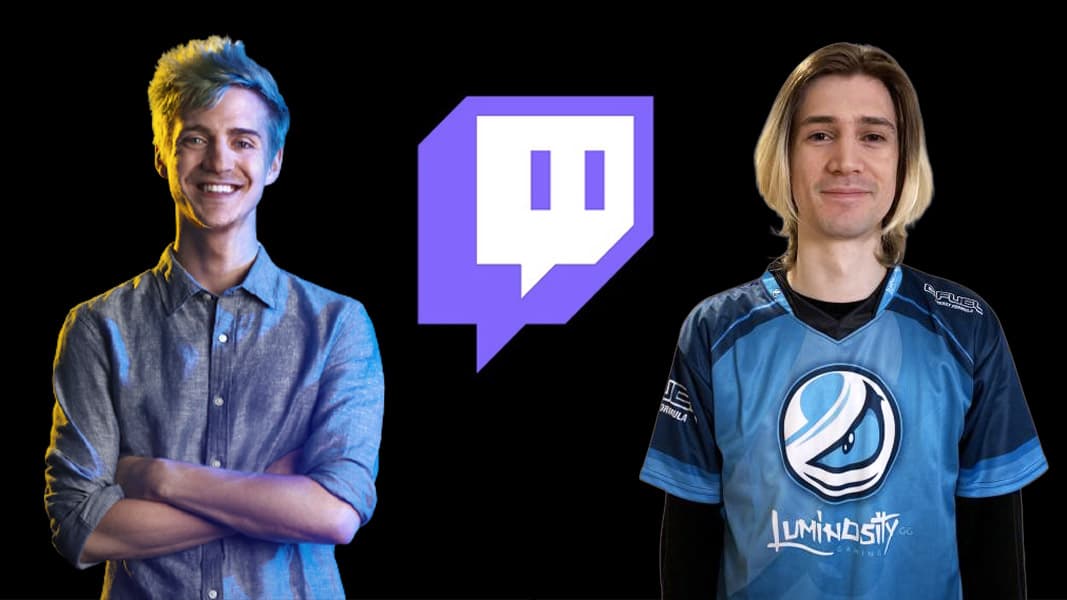 Ninja and xQc with the twitch logo