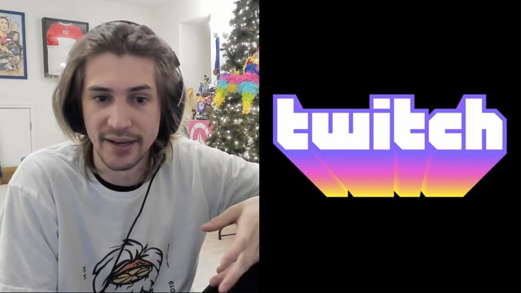 Xqc and the Twitch logo
