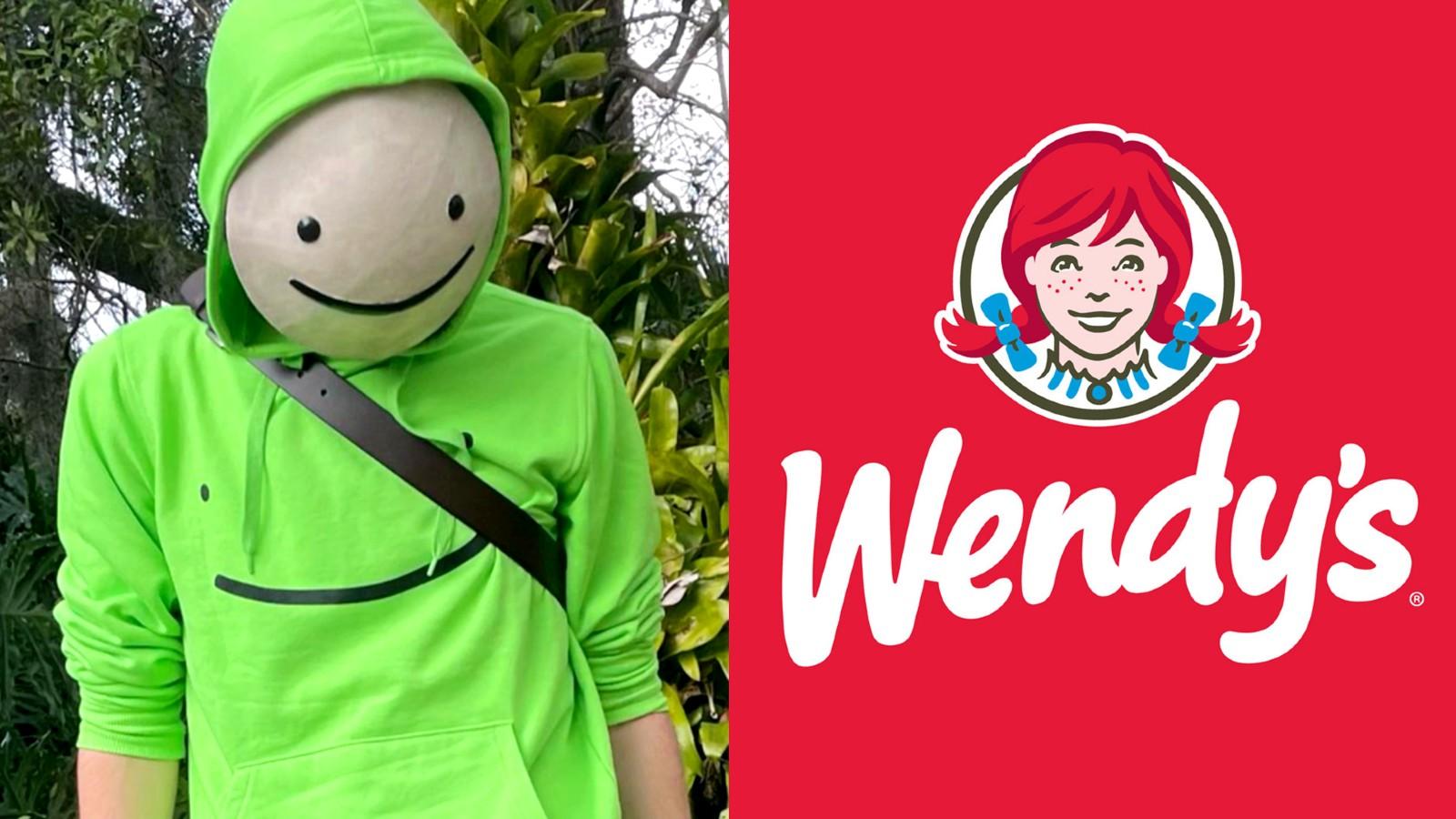 Dream in a disguise stands next to the Wendys Logo