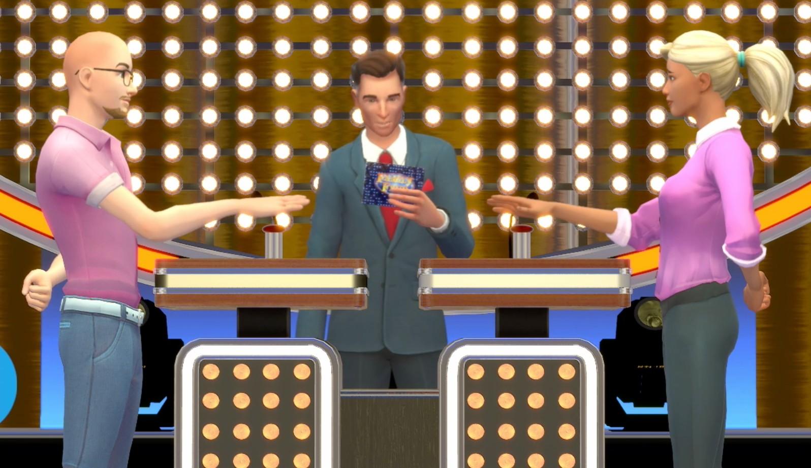 Two players playing the Family Feud game