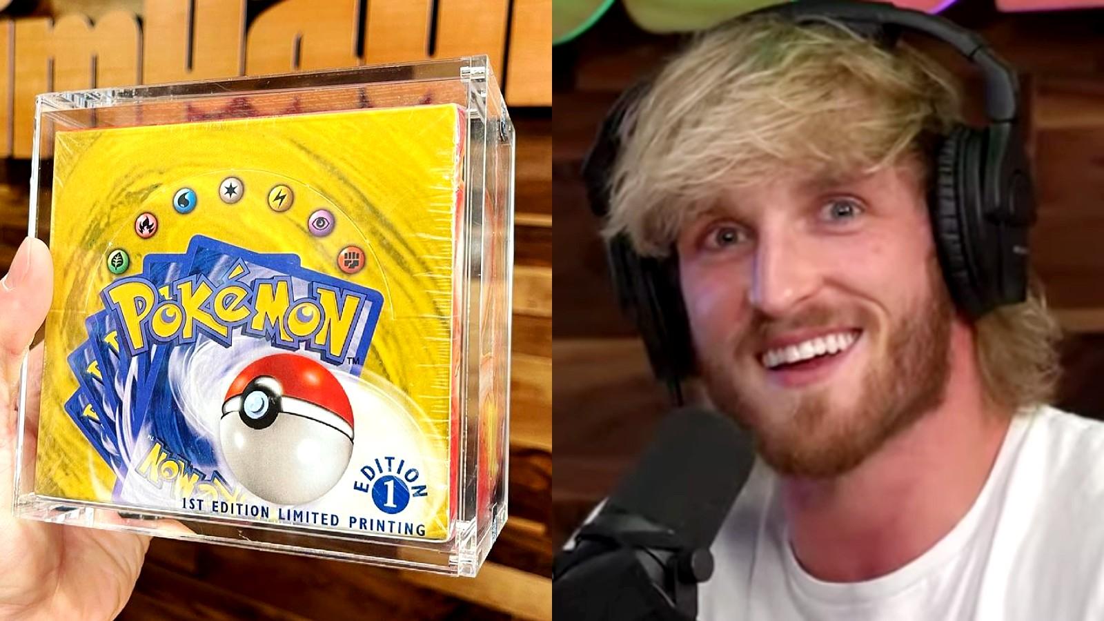 Logan Paul next to Pokemon card box
