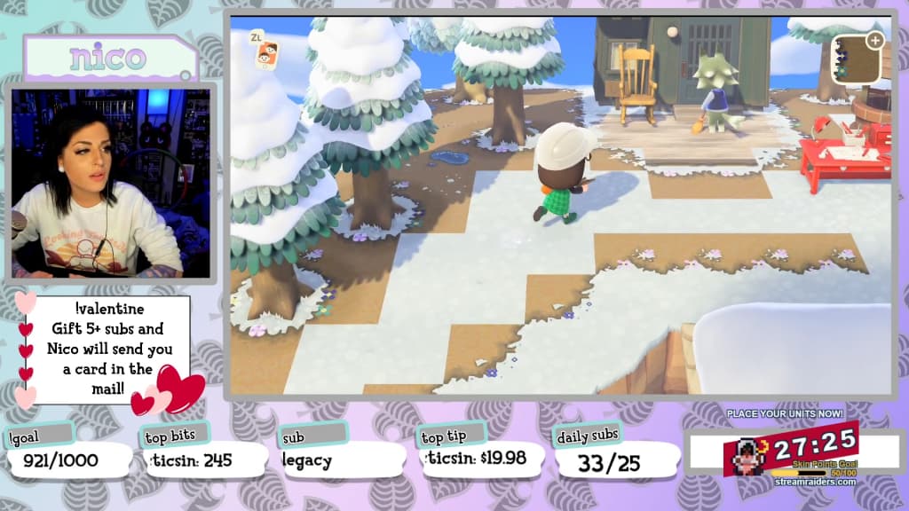 Nico on Twitch streaming Animal Crossing