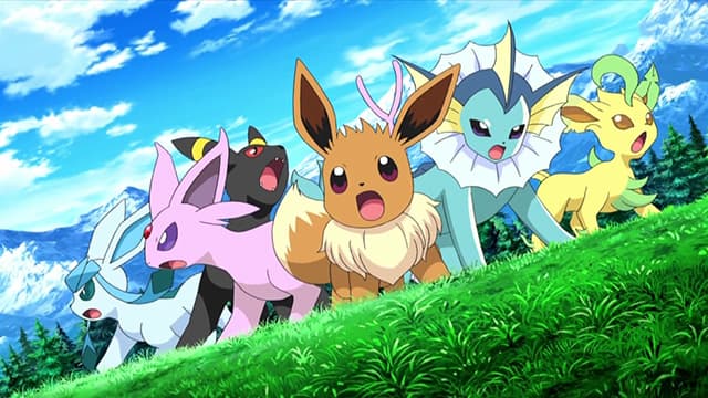 An image of Eevee with some of its evolutions