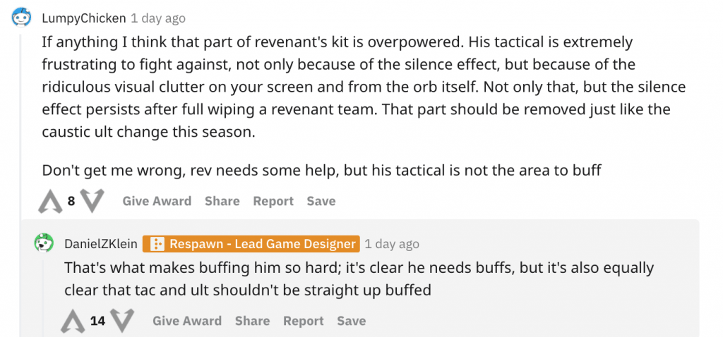 Daniel Klein response on Reddit about Rev buff