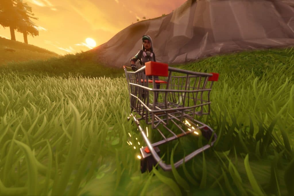 Fortnite gameplay with a shopping cart