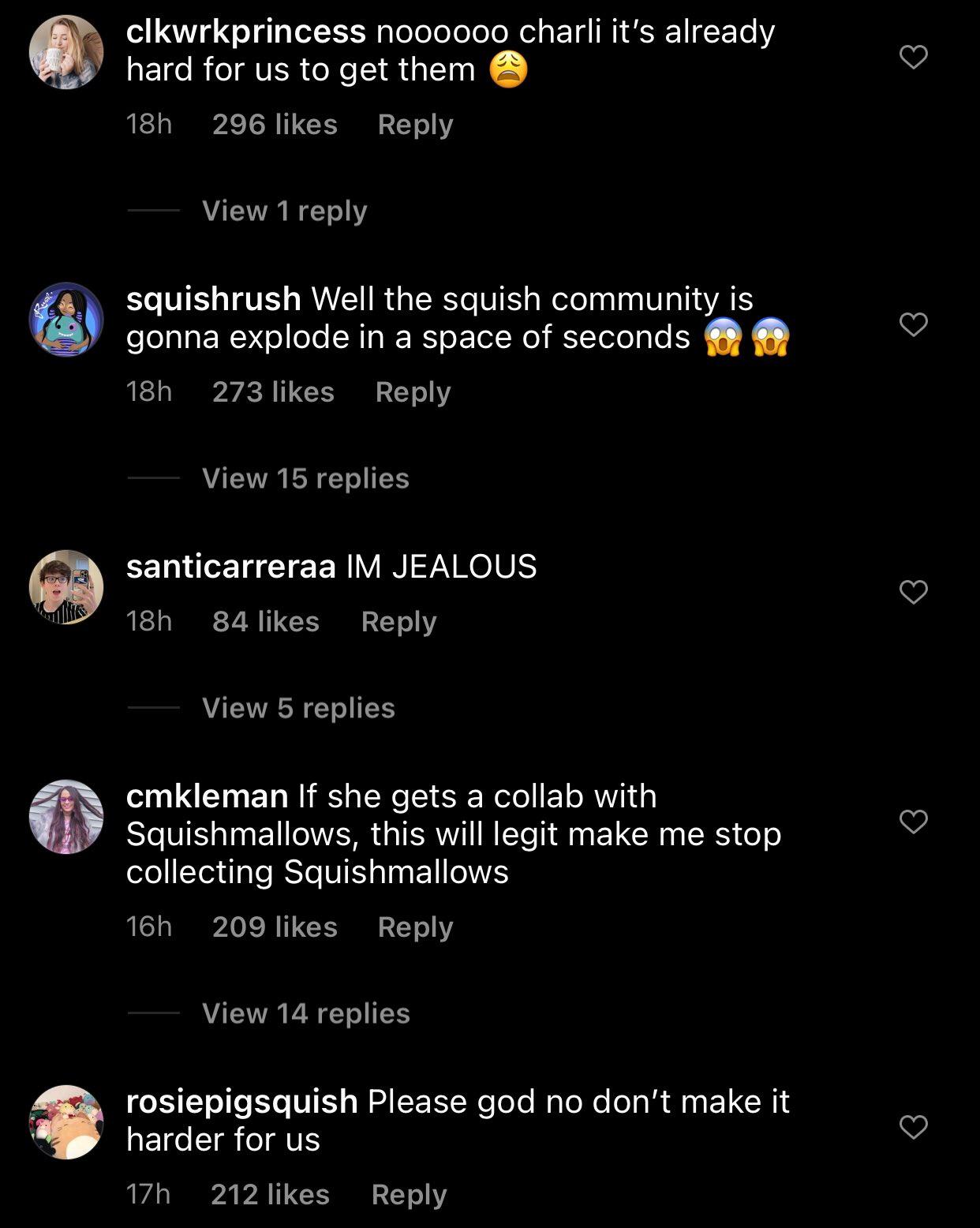 Commenters decry Charli D'melio's Squishmallows collection.