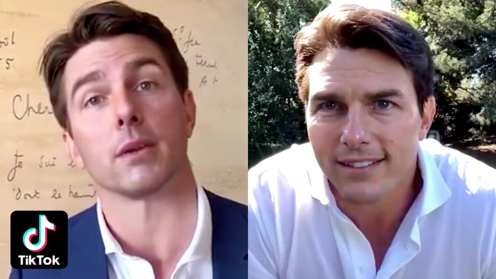 Viral Tom Cruise deepfake screenshots side by side