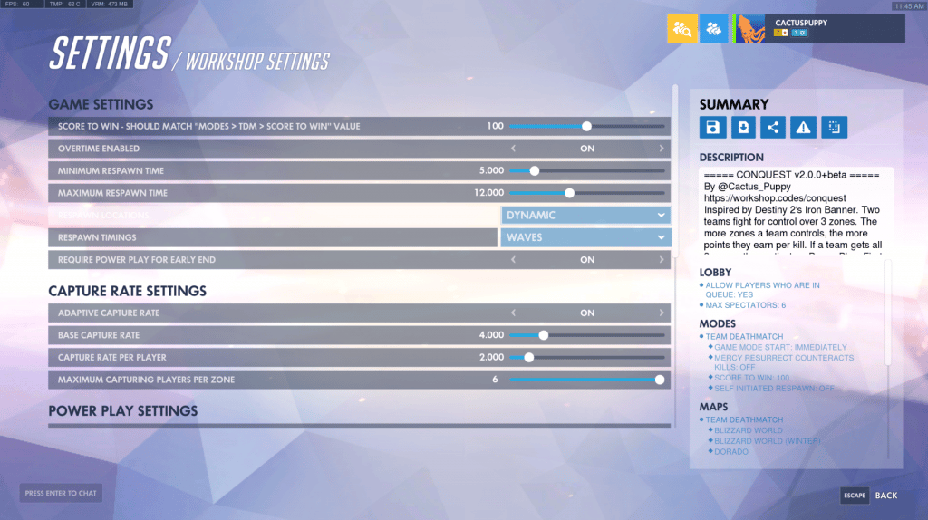 Overwatch conquest mode settings