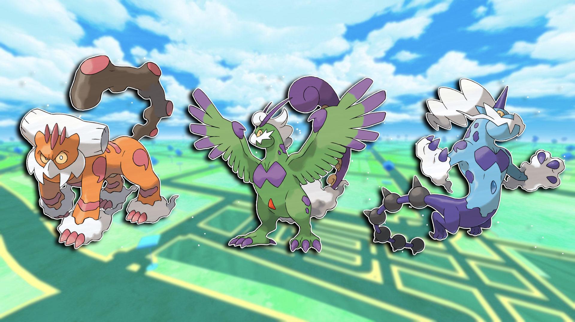Screenshot of Forces of Nature trio over Pokemon Go map.