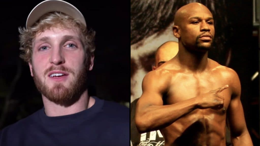 Logan Paul and Floyd Mayweather side-by-side