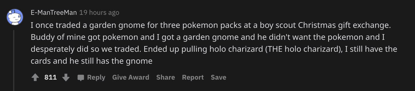 Screenshot of Pokemon fans opening up about insane TCG trade.