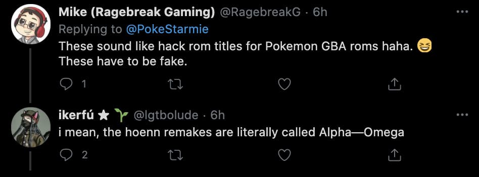 Screenshot of Pokemon fans debating Diamond & Pearl rumor.