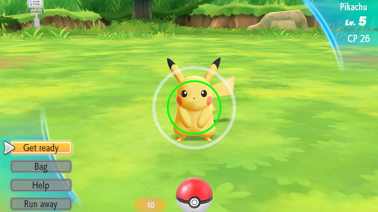 Screenshot of Pokemon Lets Go Pikachu catching mechanics.