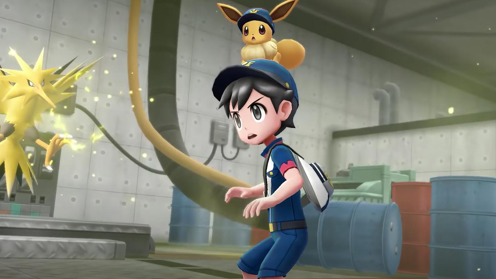 Screenshot of Pokemon Lets Go Pikachu Zapdos battle.