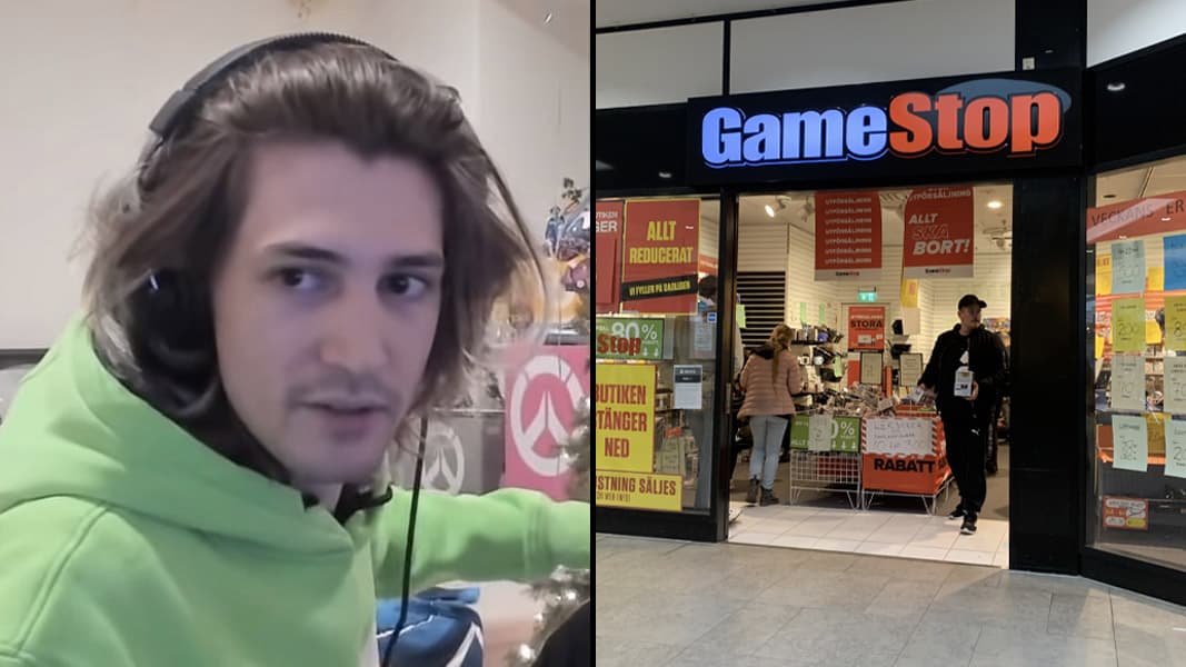 xQc side-by-side with a GameStop store