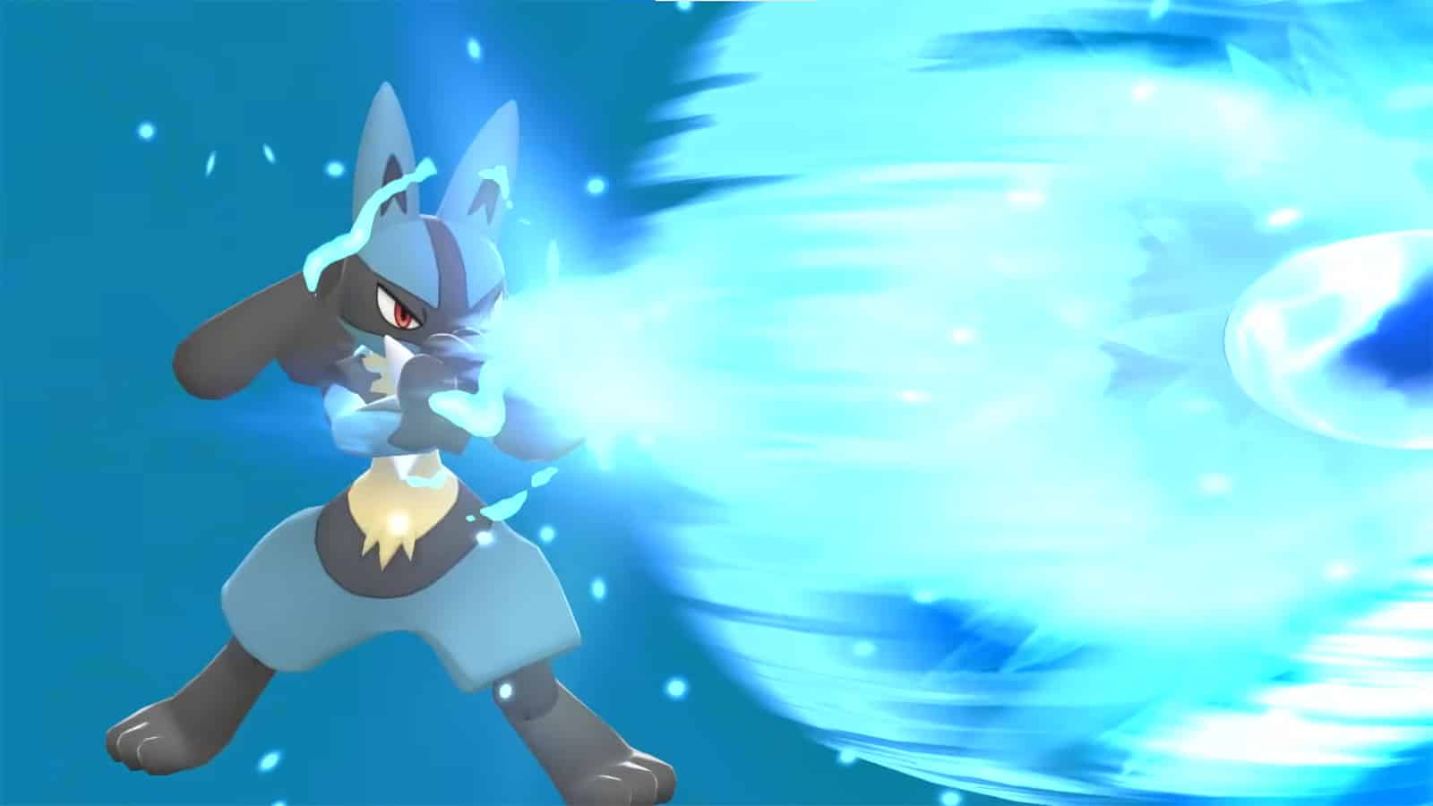 Pokemon Brilliant Diamond & Shining Pearl Lucario using Aura Sphere trailer screenshot