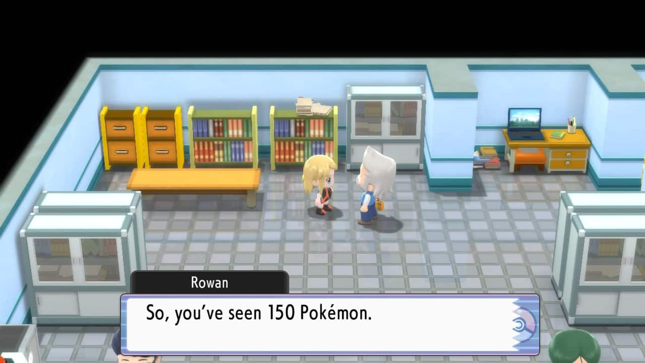 Professor Rowan seeing your completed Pokedex in BDSP before the player can get the national dex.